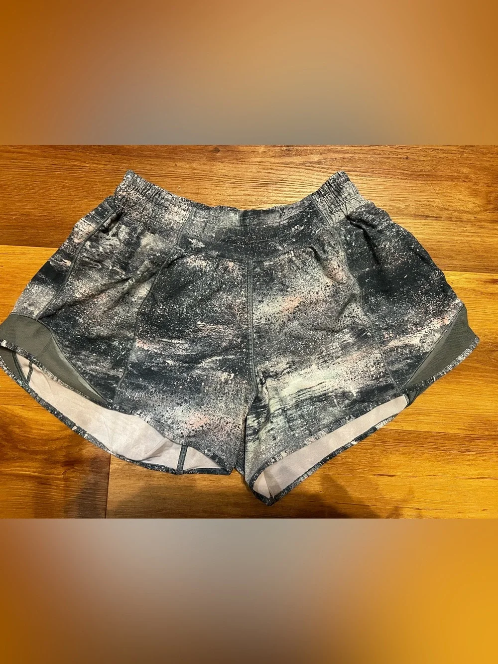 lululemon athletica Teal Marble-Pattern Athletic Shorts